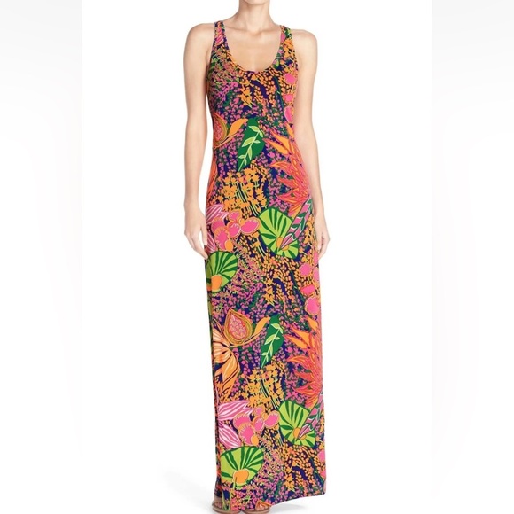 Trina Turk Resort Wear Violina Print Jersey Maxi Floral Dress - Picture 3 of 15